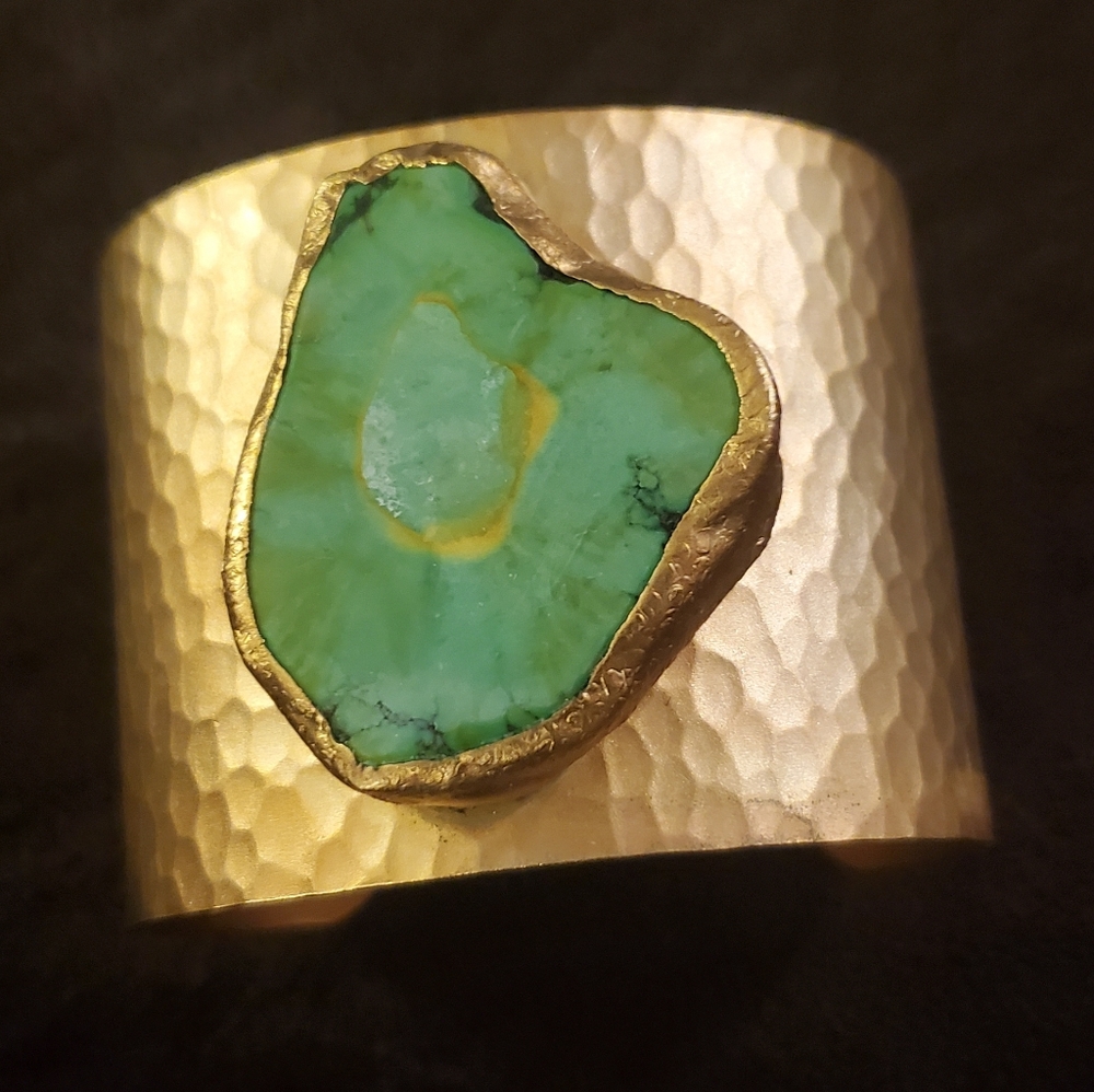 Charlene K Green Turquoise & 24K Gold Plated Cuff